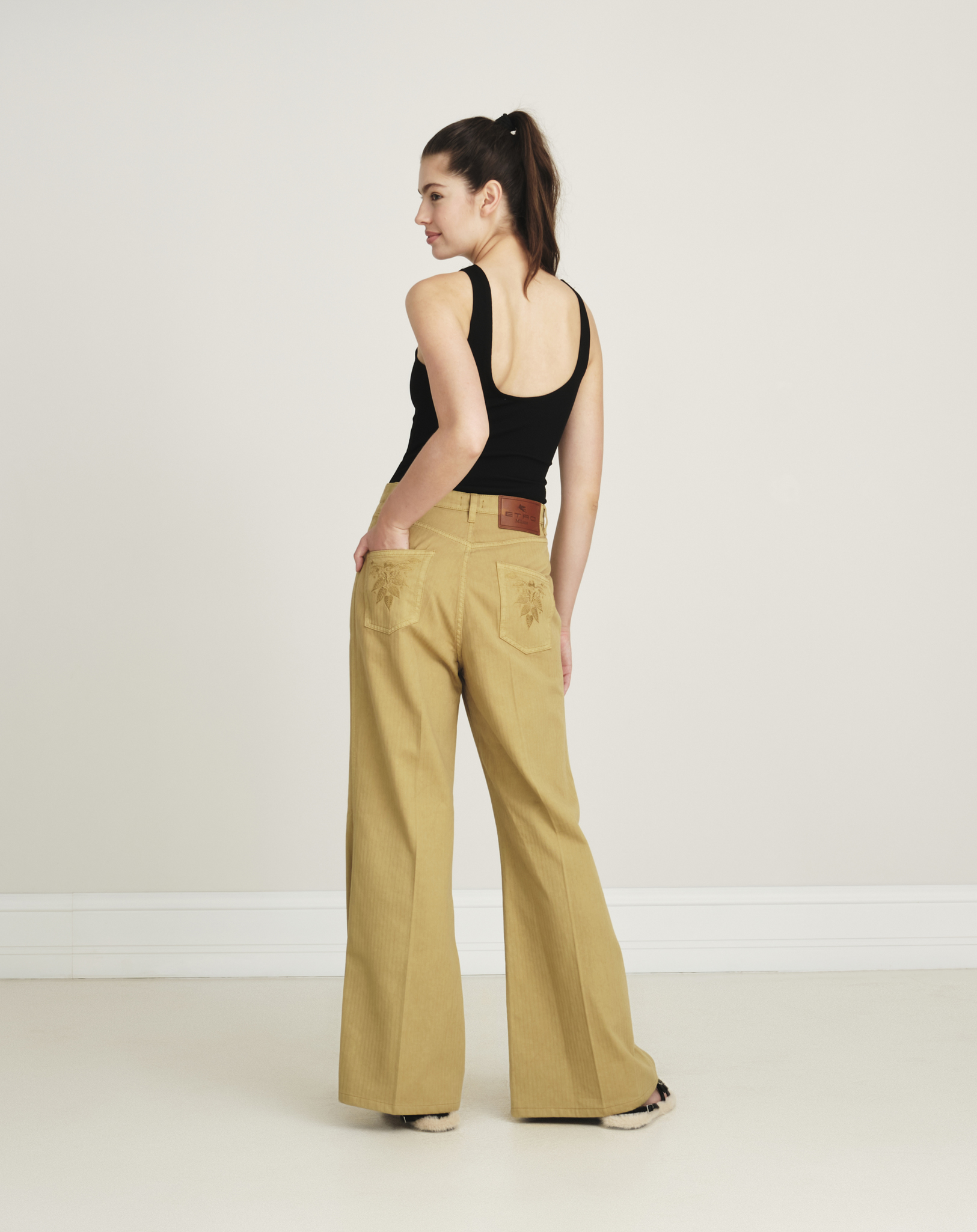 Etro - Khaki Green High Waisted Flared Jeans 30